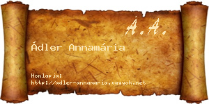 Ádler Annamária névjegykártya